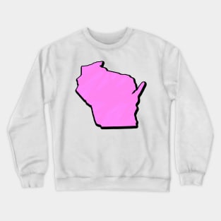 Pink Wisconsin Outline Crewneck Sweatshirt